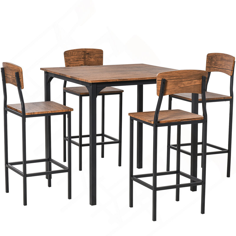 5 Pieces Dining Table Sets, with Fixed Table