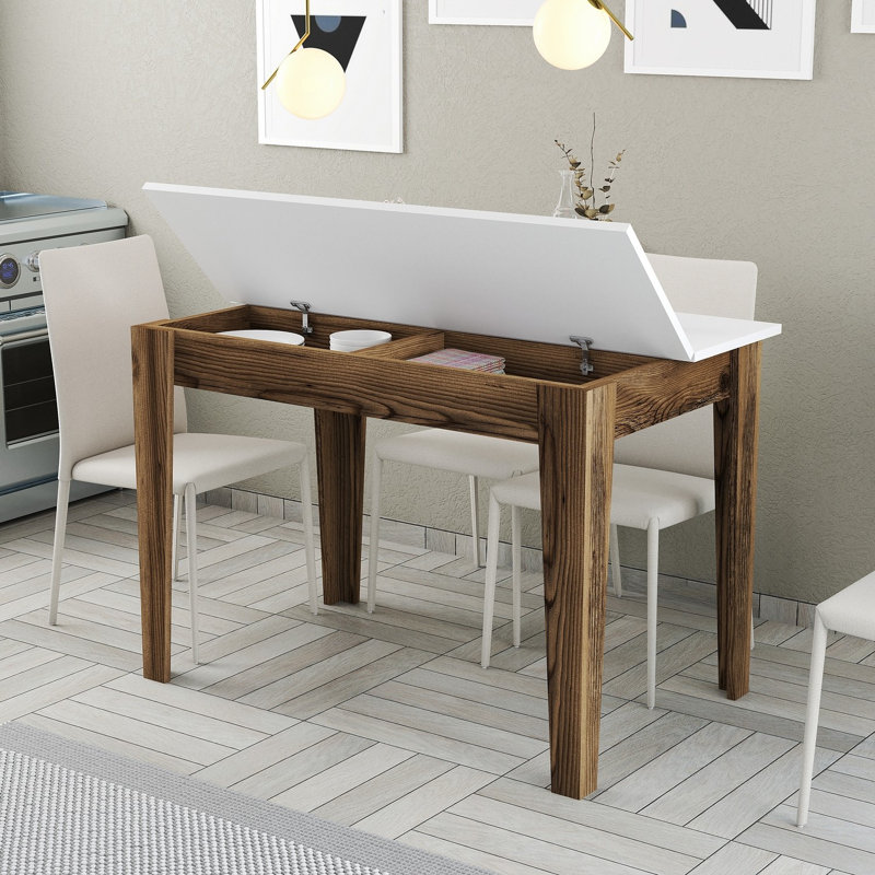 Table de cuisine, Blanc, Noyer