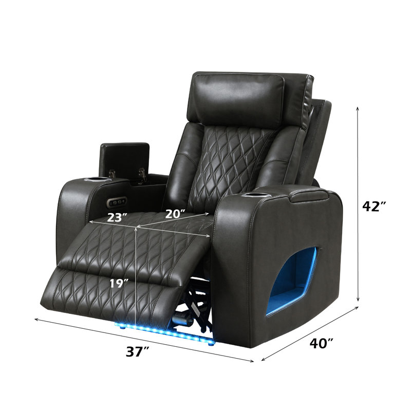 Fauteuil inclinable électrique en cuir synthétique gris foncé Taddeo
