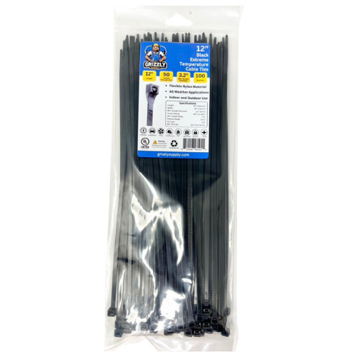 12" 50lb Extreme Temp Cable Tie 100/bag