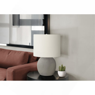 Lighting, 20"H, Table Lamp, Grey Concrete, Ivory / Cream Shade, Contemporary