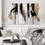 Noir, blanc et or Expression I - ensemble d'art abstrait mural de 3-1996456436-1996456442