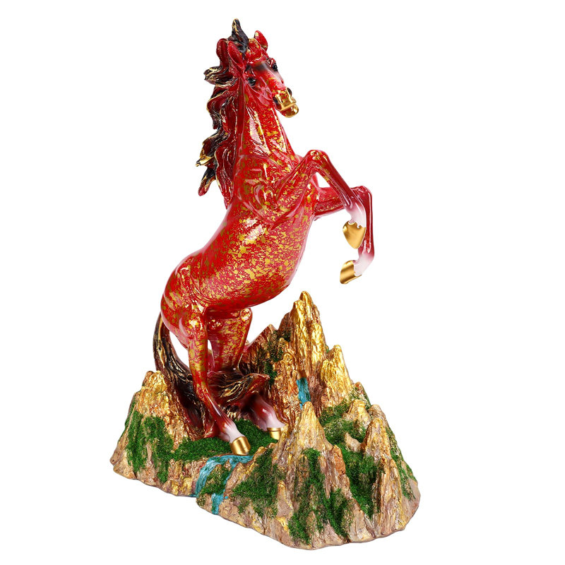 Statue cheval debout, sculpture, figurine, sculpture animalière pour bureau à domicile, restaurants, rouge or