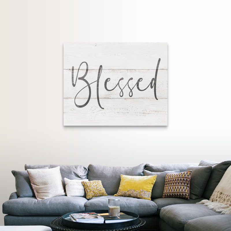 Family Quotes - Blessed White - reproduction sur toile, H 36 po x l 45 po x P 1,25 po, Toile tendue