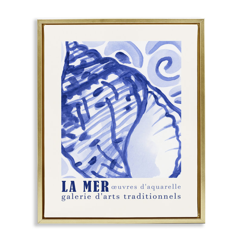  «Blue Seashell Gallery Show», art mural encadré flottant par June Erica Vess, H 21 po x l 17 po