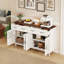 Buffet rétro avec portes géométriques sculptées à la main, finition en bois clair vieilli avec design contrastant, armoire de rangement à 2 tiroirs et 4 portes, pieds réglables, base surélevée pour un nettoyage facile