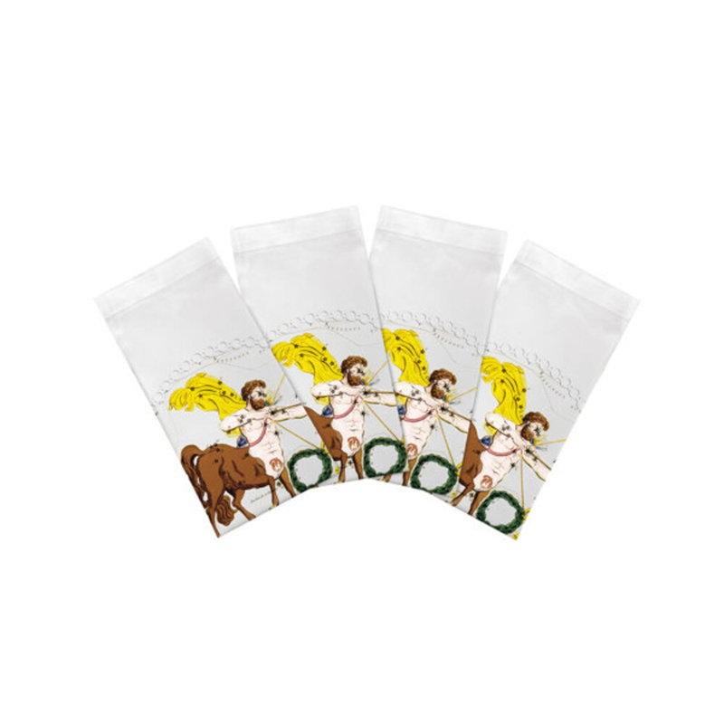 Zodiac Sagittarius Cotton Sateen Dinner Napkins, White