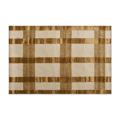 Tapis d'intérieur et d'extérieur à carreaux brun