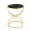 Élégante table d'appoint avec surface en miroir noir et support en métal doré surmonté d'un support robuste pour tout le monde
