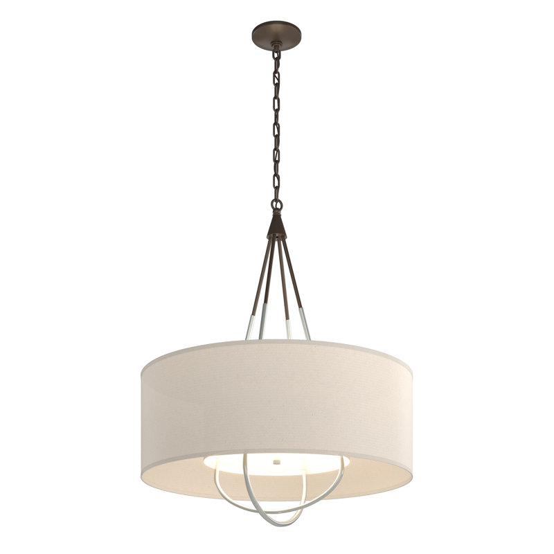 Lustre 4 lumières Loop, Anna ton naturel, Bronze, Platine rétro