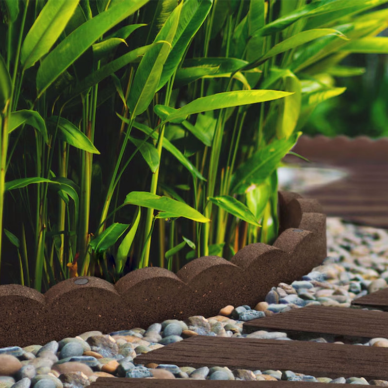 Tierra Verde 47"L Scallop Recycled Rubber Garden Border & Edging, Earth, 2-Pack