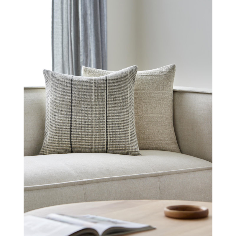 Borderline Embroidered Throw Pillow, Polyester/Polyfill, 18" x 18"
