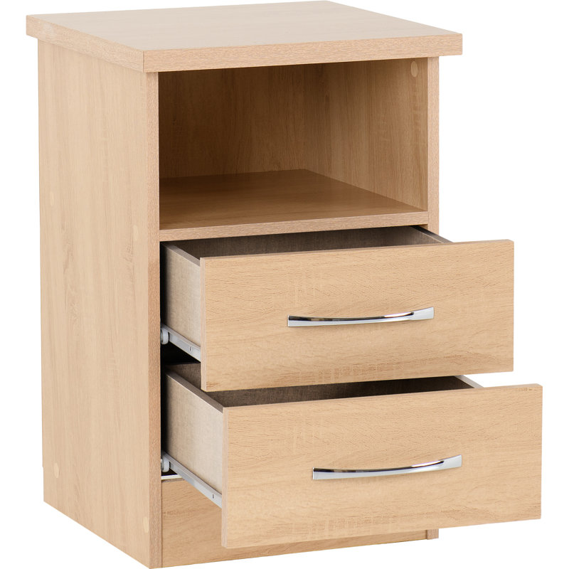 Cascio 2 Drawer Bedside Table, Sonoma Oak Effect