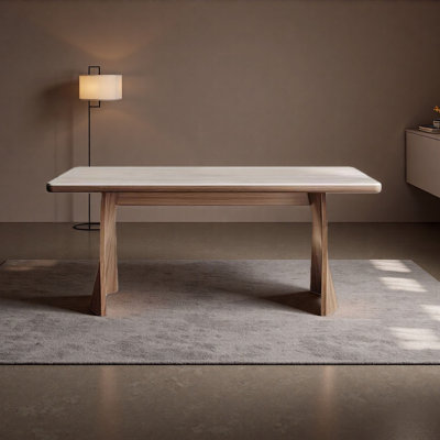 Vintage Cream-Style Solid Wood Dining Table