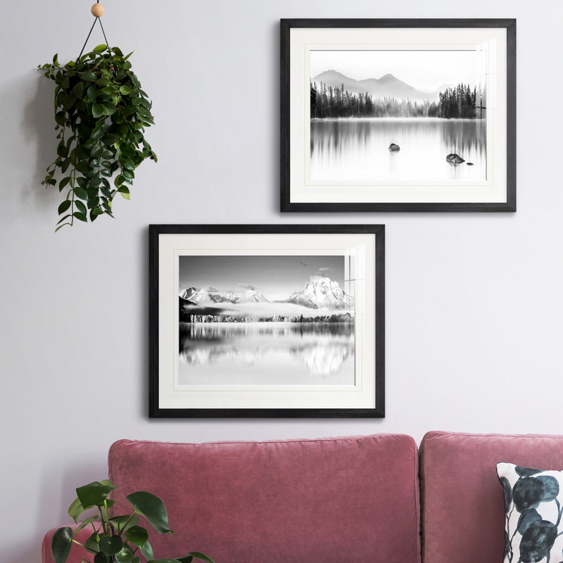 Reproduction de photo sur toile, Papier avec cadre noir, Blanc mat