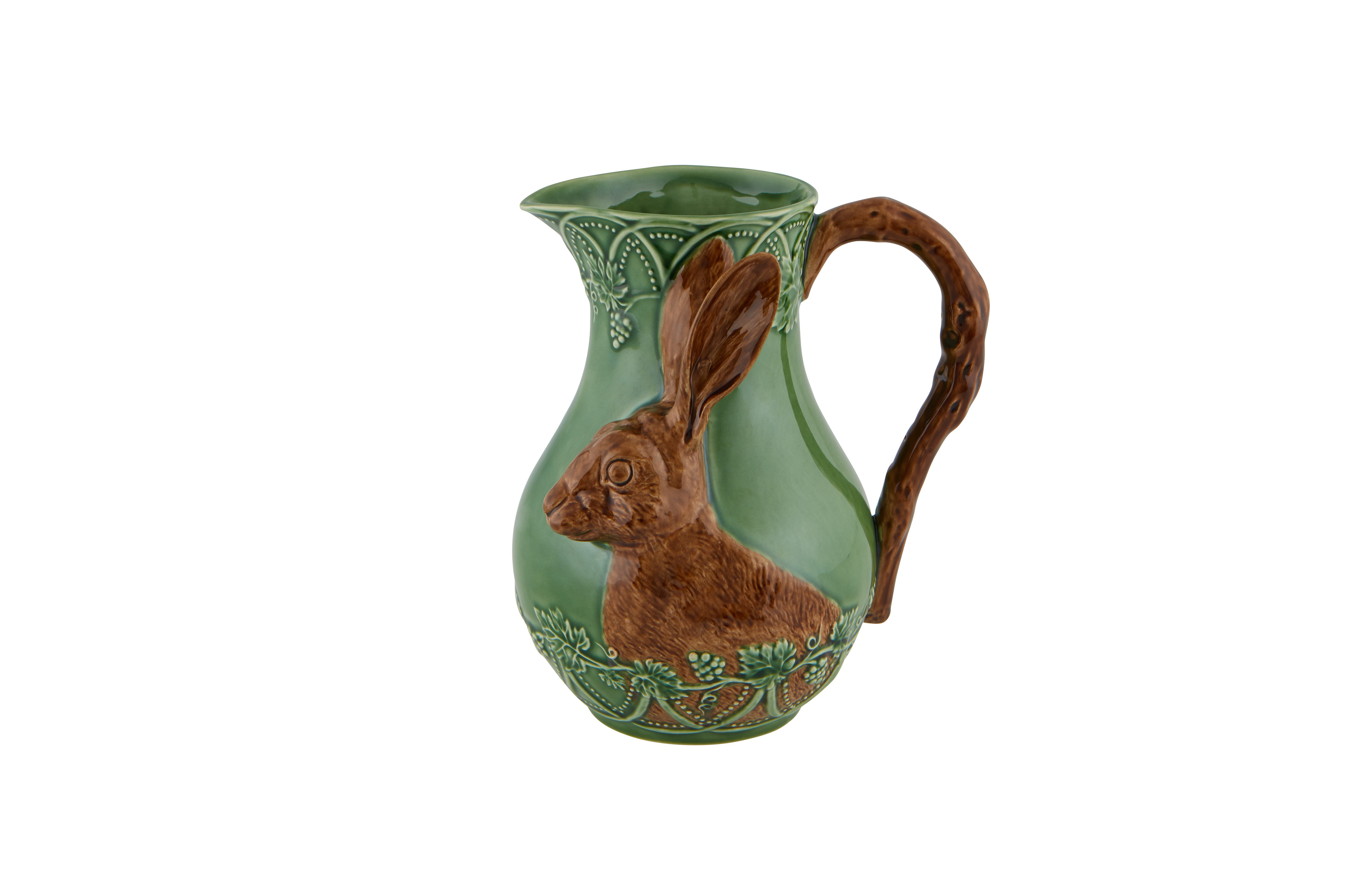 Hand-Painted Fox-Hunter w/ Horse Glass Cocktail Pitcher