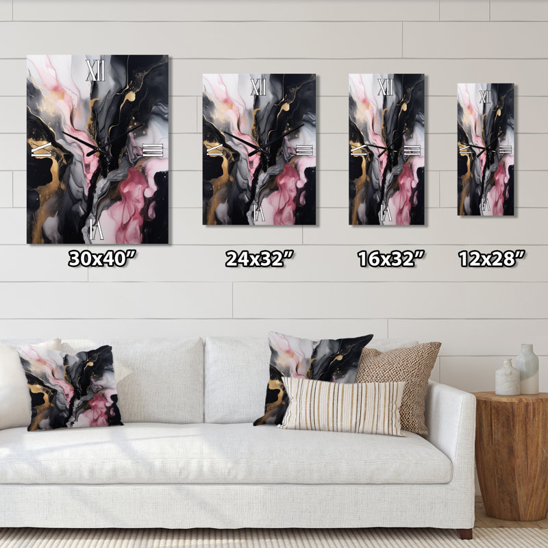 Jamalyn - Horloge murale abstraite en marbre, H 40 po x l 30 po x P 1 po
