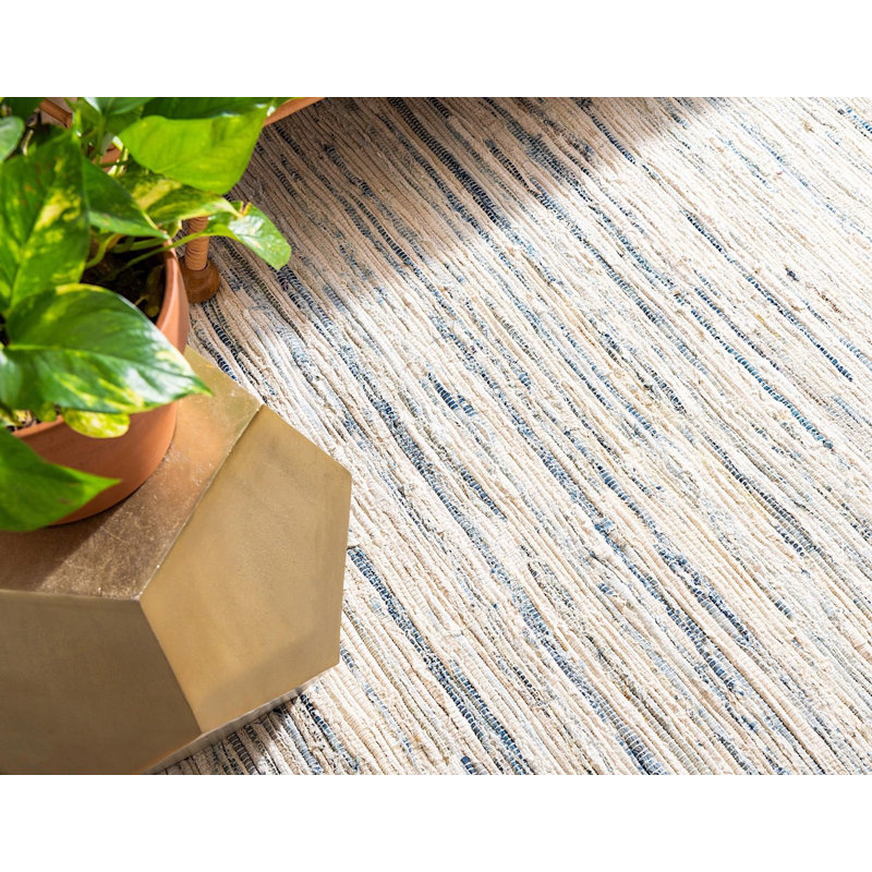 Tapis jaune / naturel / gris tressé à la main Elledge, Rectangle 6 pi x 9 pi
