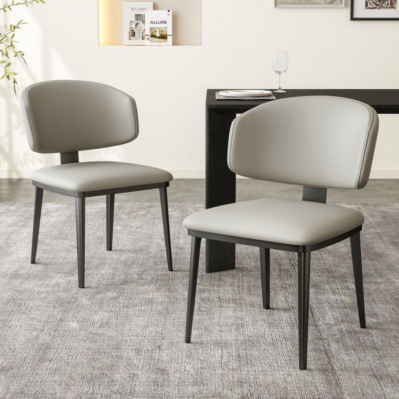 Modern Upholstered Faux Leather Dining Chairs Set of 4, Side Chairs with Metal Legs