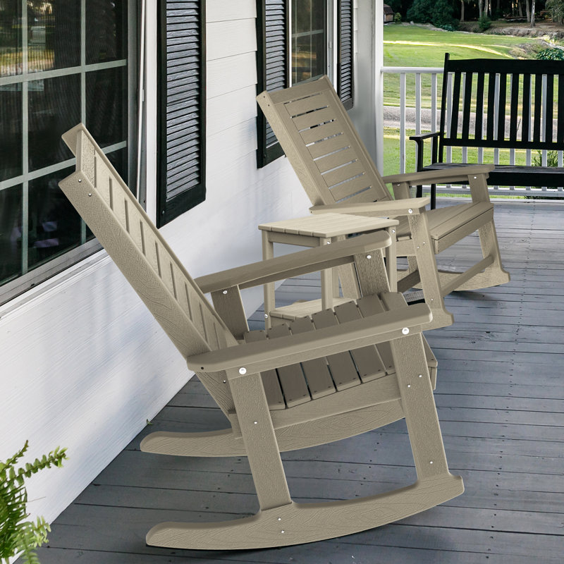 Chaise berçante d'extérieur en PEHD, Brun