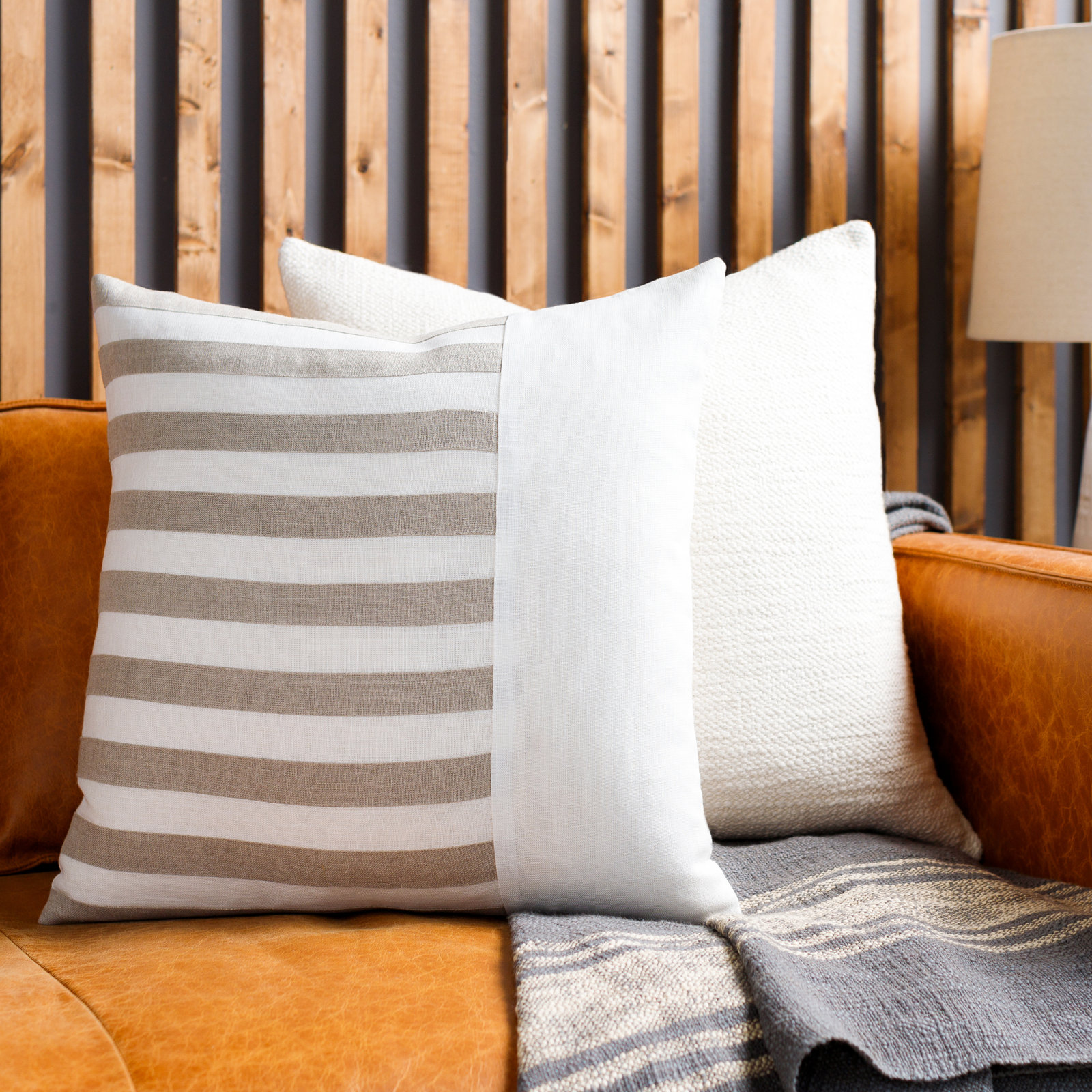 Hegg Striped Linen Throw Pillow, Polyester/Polyfill, 20" x 20"