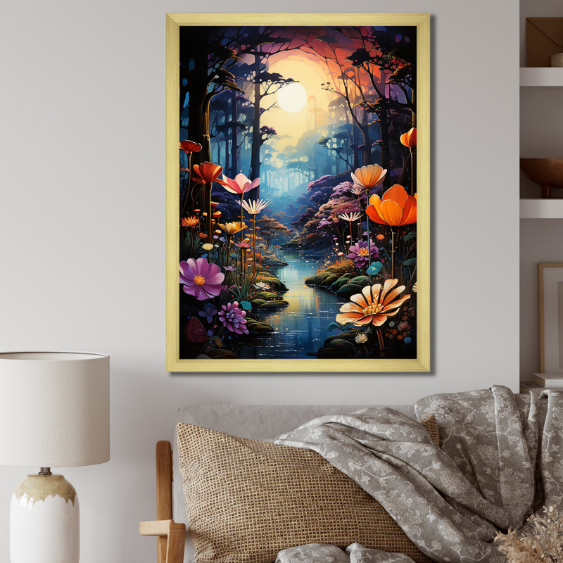Chromatics Rainbow Forest - impression, H 20 po x l 12 po x P 1 po, Encadrement doré