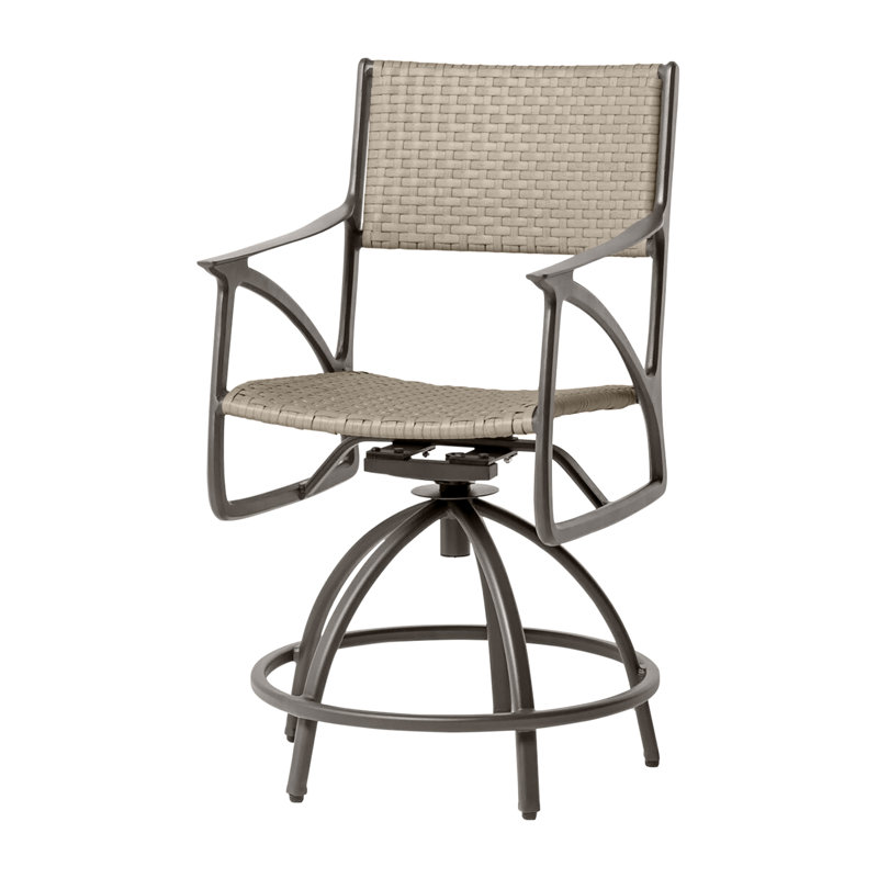 Amari Woven Swivel Rocking Balcony Stool, Mist, Carbon