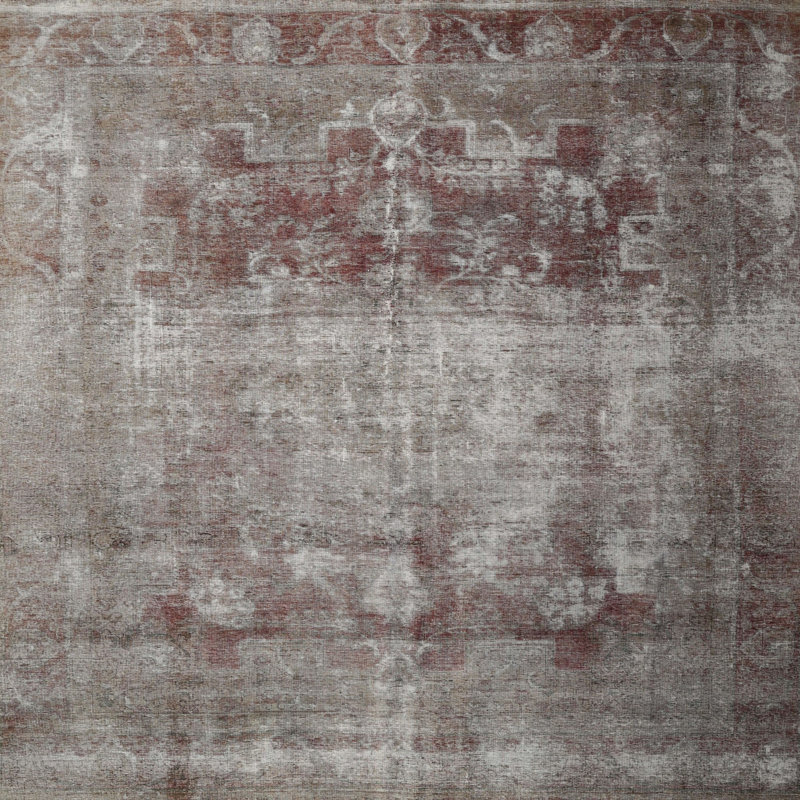 Tapis noir/gris/brun traditionnel, Carré 5 pi