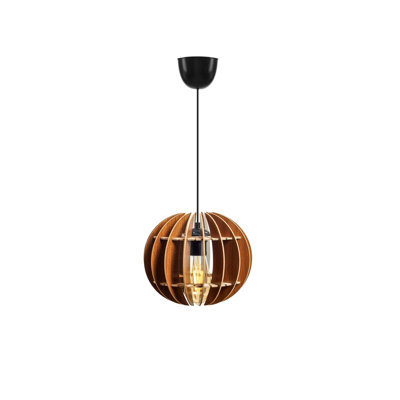 Elegant Sphere Chandelier (2 Pieces) | Walnut Color, 7.9 x 7.9 x 23.6 inches | Adjustable Cable, E27 Socket, Max 40W | Modern Scandinavian Design, MDF Body | Perfect for Living Room, Dining Room & Entryway