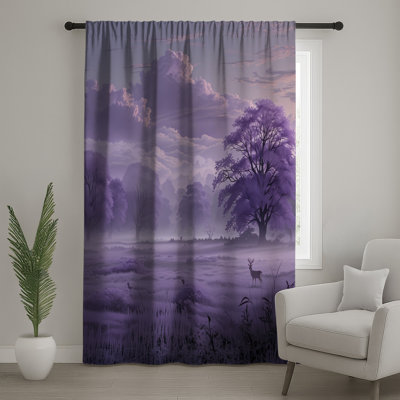 Misty Purple Forest Window Curtains, Forest Sheer & Blockout Curtains - 1 Panel