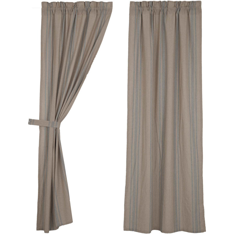 Tana Cotton Blend Room Darkening Curtain Panel Pair, 40" W x 84" L, Blue Gray