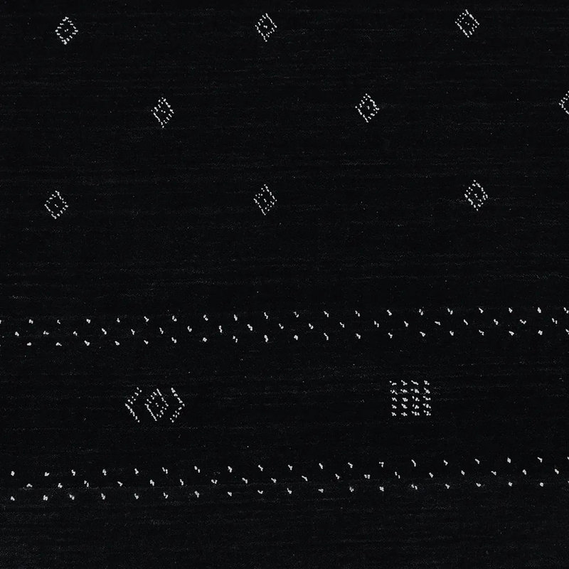 Simi Hand Knotted Cotton/Wool Southwestern Area Rug, Black, Rectangle 6' x 9'