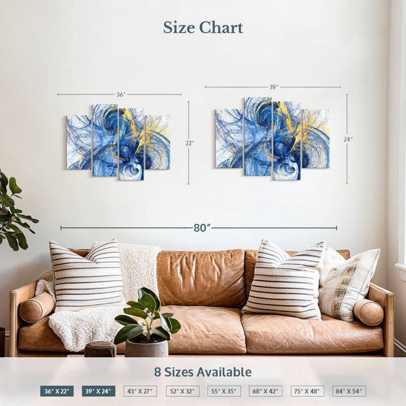 Abstract Prints Wall Art Multi Piece Canvas Print, 22" H x 36" W x 1" D