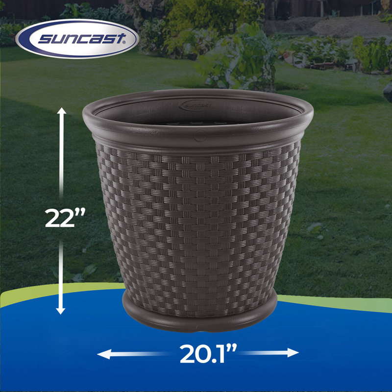 Jardinière décorative en osier brun foncé 22 po Suncast Sonora (paquet de 4)