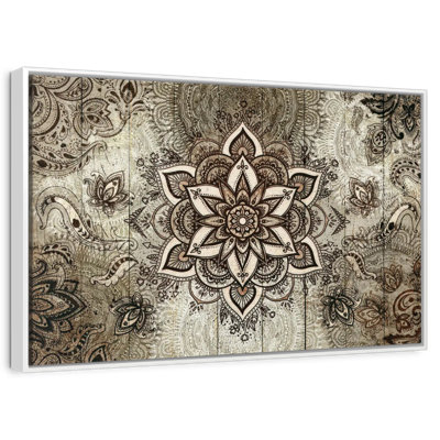 Mandala sur bois brun