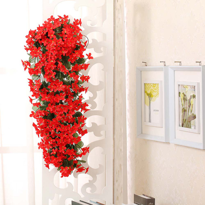 Decorative Wall Hanging Artificial Violet Vine Plant, Red