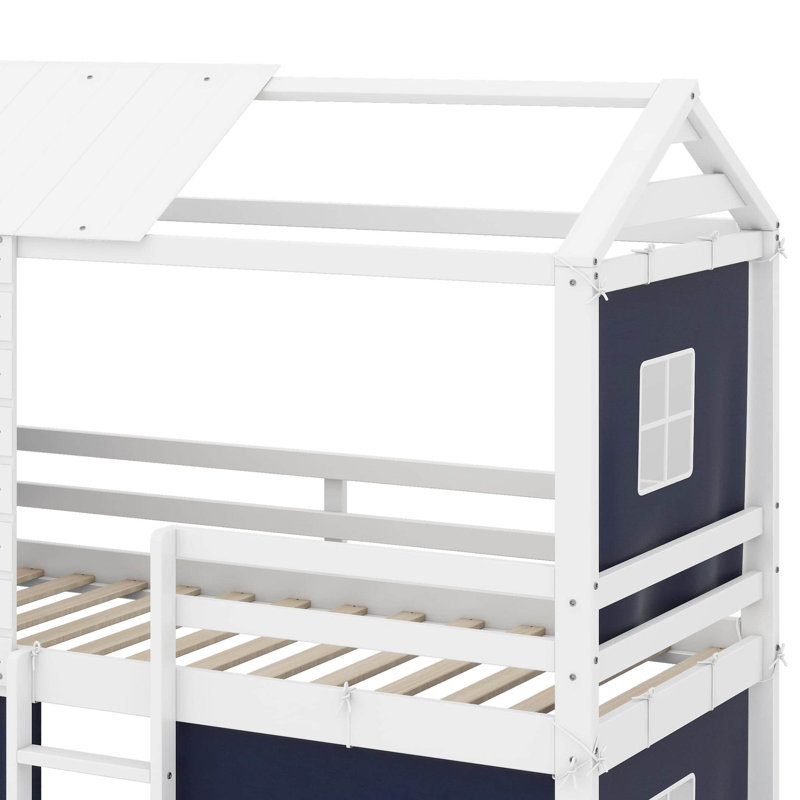 Lit simple superposé en bois avec tente