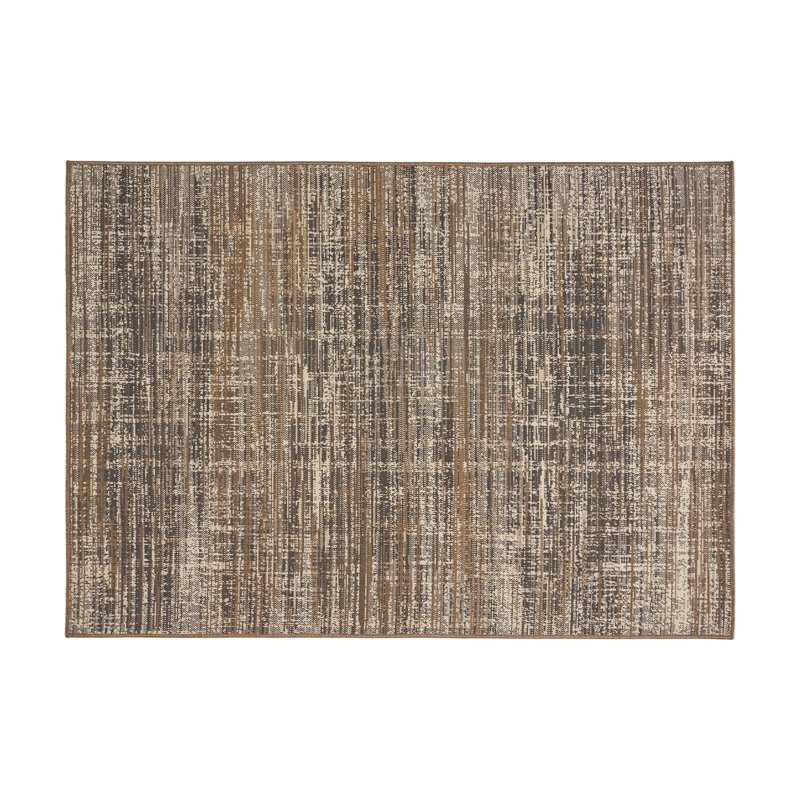 Grey Rectangle Polypropylene 5'3" X 7' Rug