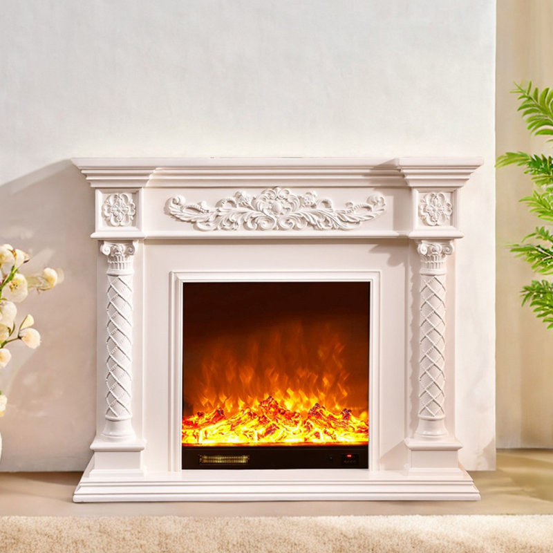 American style fireplace decoration Roman column wangling hone 47.24 " W Electric Fireplace, White