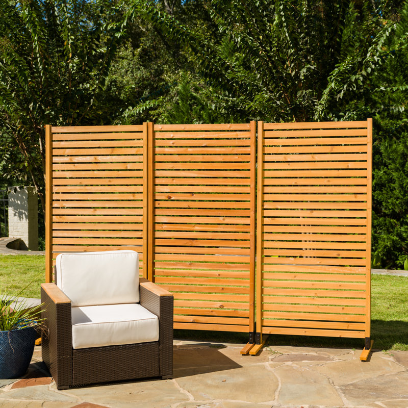 Tiaga 6 ft Freestanding Wood Privacy Screen with Flat Top