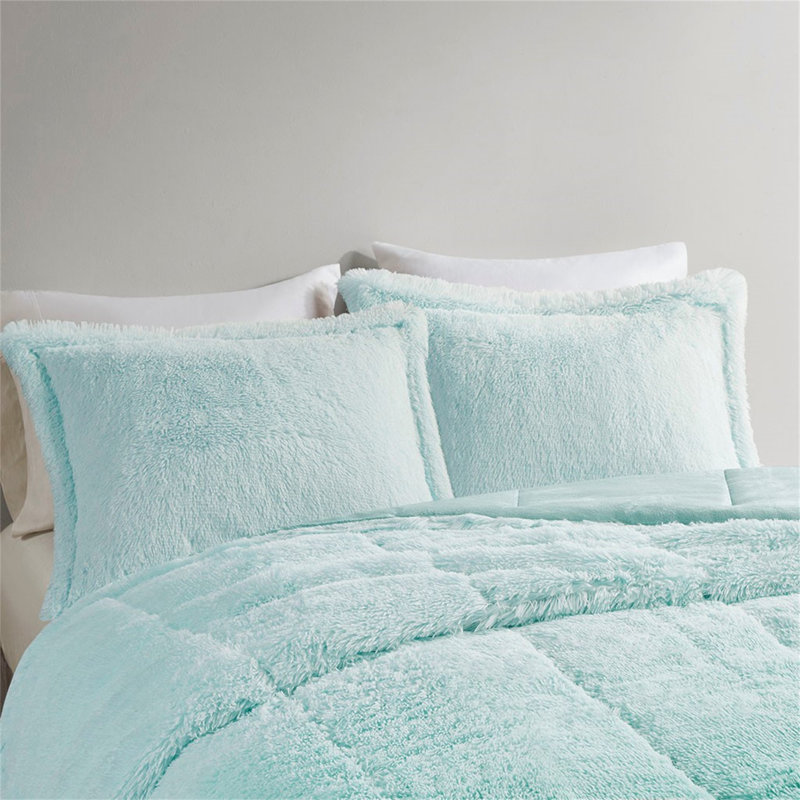 Ombre Shaggy Long Fur Comforter Mini Set