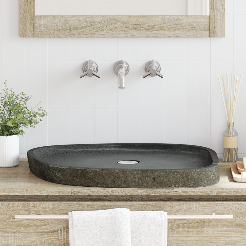 Fleur De Lis Living 65mm L x 65mm W Grey River Stone Specialty Sink