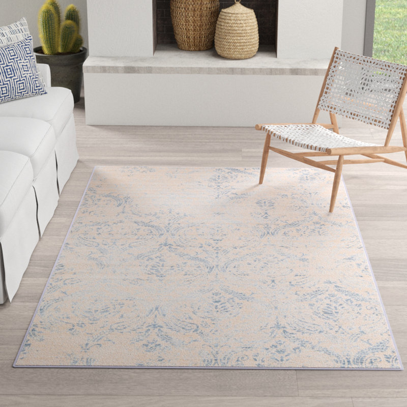 Ansonville Floral Polypropylene Plastic Rug, Rectangle 10' x 13'1"