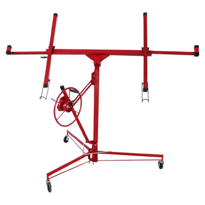 16 FT Drywall Lift Panel Rolling Hoist Jack Lifter Sheetrock, Drywall Lifting Construction Tools Caster Wheel With Adjustable Telescopic Arm, 16"