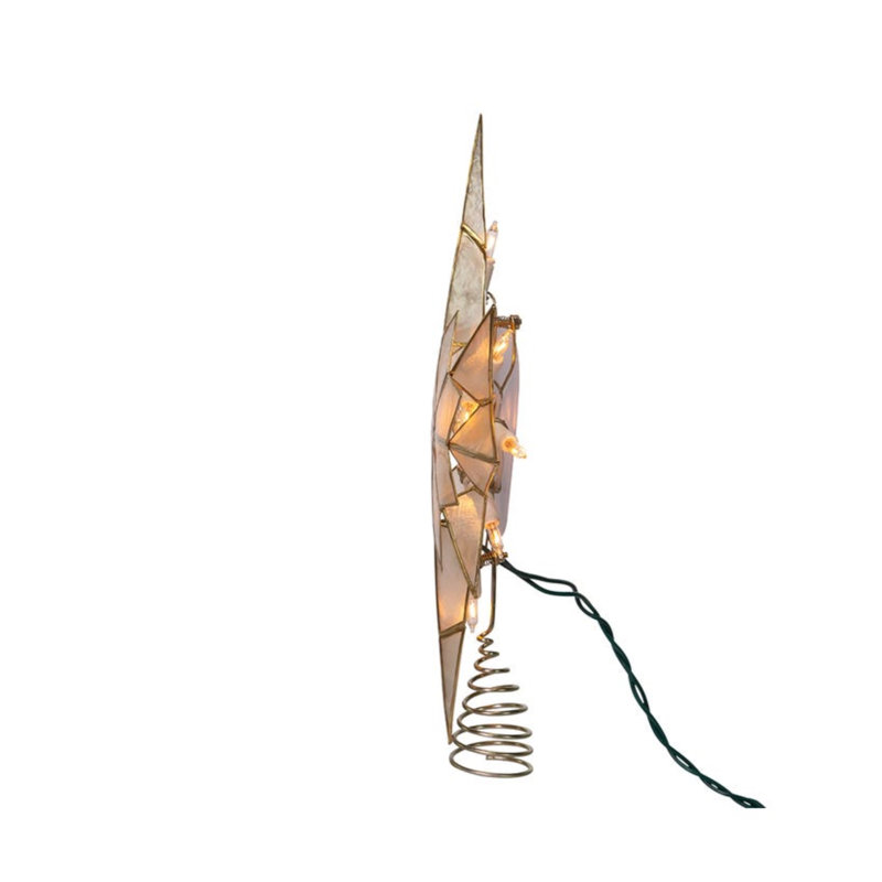Gold and Clear Metal Star Tree Topper with Lights