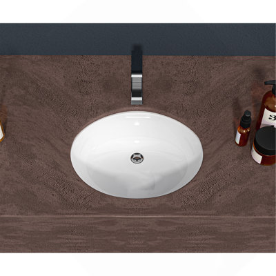 Lavabo de salle de bain ovale encastré en céramique 16,5 "x13,4" blanc avec trop-plein