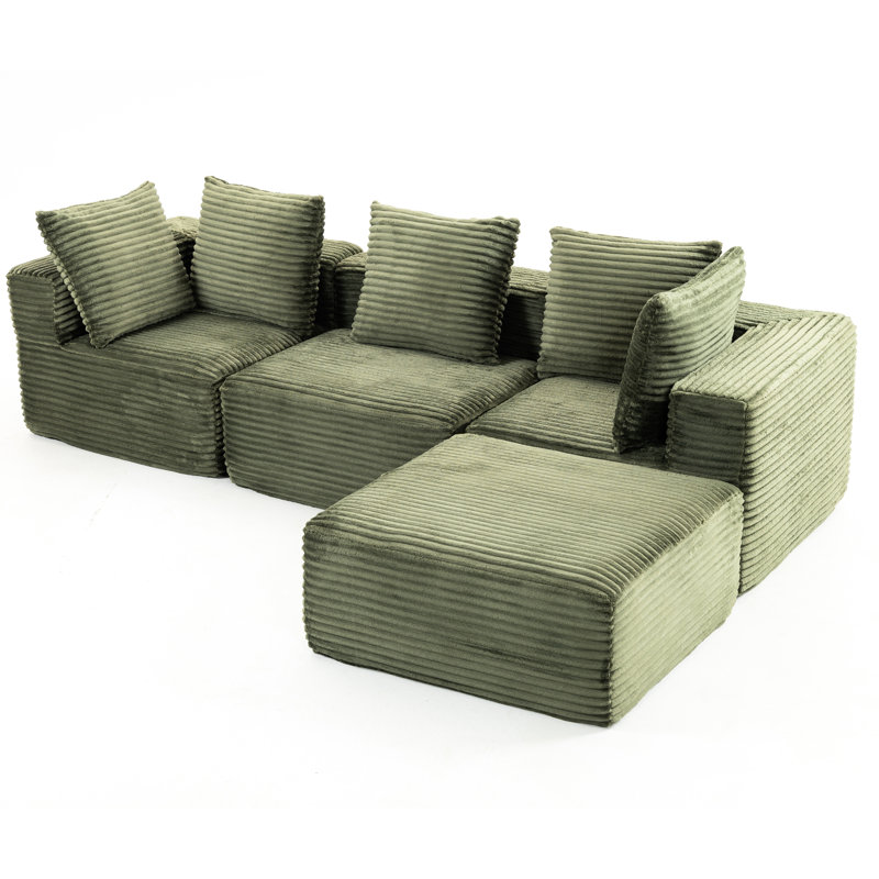 Cube compressé - 33001, modulaire pour installation en ligne droite ou au lit, sans assemblage, compact tout compressé, velours côtelé doux, zone principale 4 sièges 33001, bureau à domicile à configuration flexible, assemblage