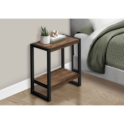 Accent Table, Side, End, Nightstand, Lamp, Living Room, Bedroom, Brown Laminate, Black Metal, Industrial