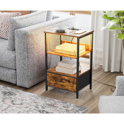 Table de chevet en bois avec tiroir et tablette de rangement