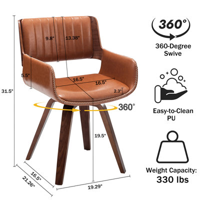 Hitney Faux Leather Swivel Dining Armchairs